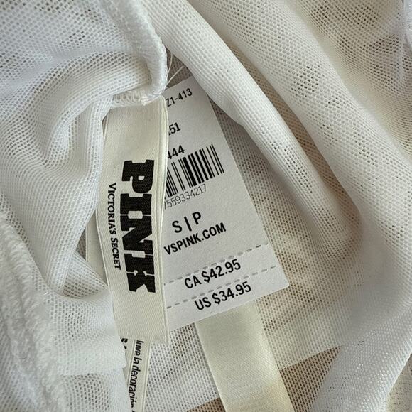 Victoria's Secret Pink Corset Top Semi Sheer Size S White - Picture 2 of 3